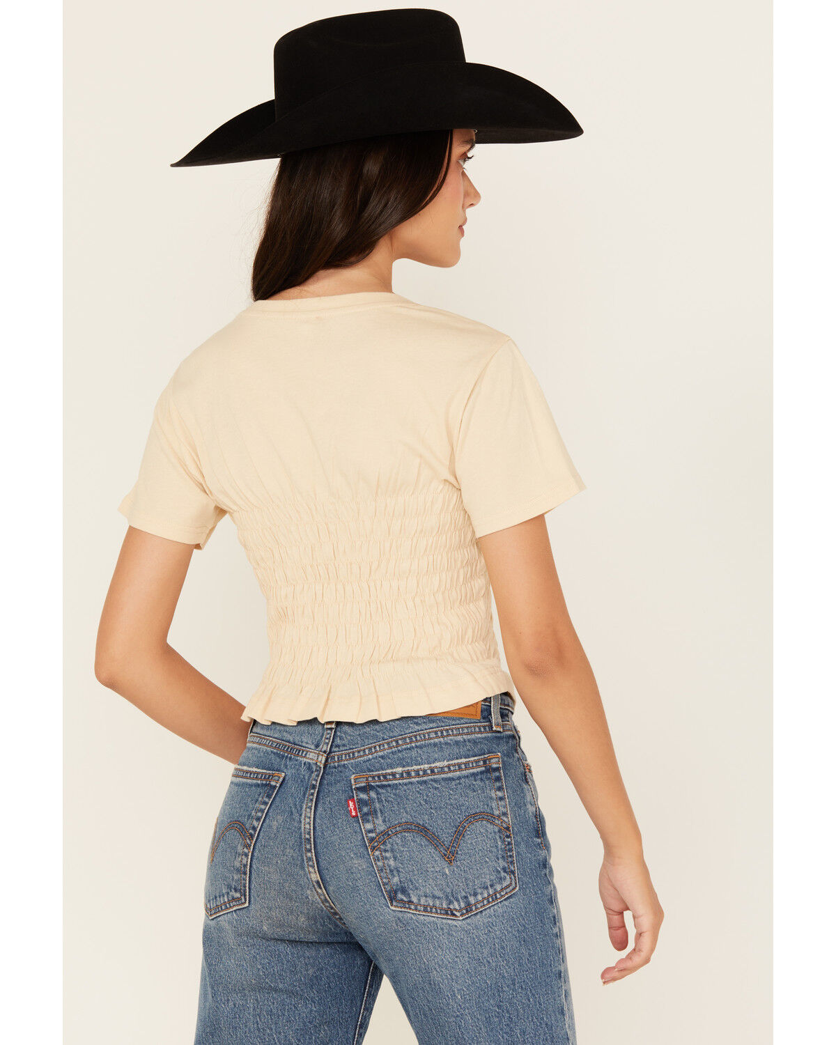 Cleo + Wolf Women's Shirred Short Sleeve Shirt