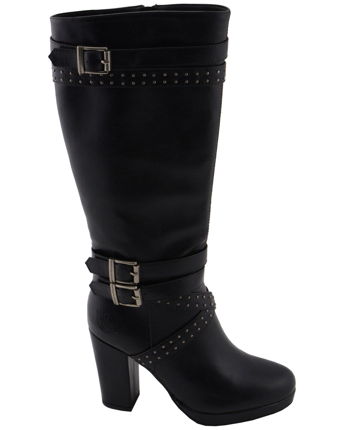 Milwaukee Leather Women's Platform Heel Studded Strap Boot - Round Toe