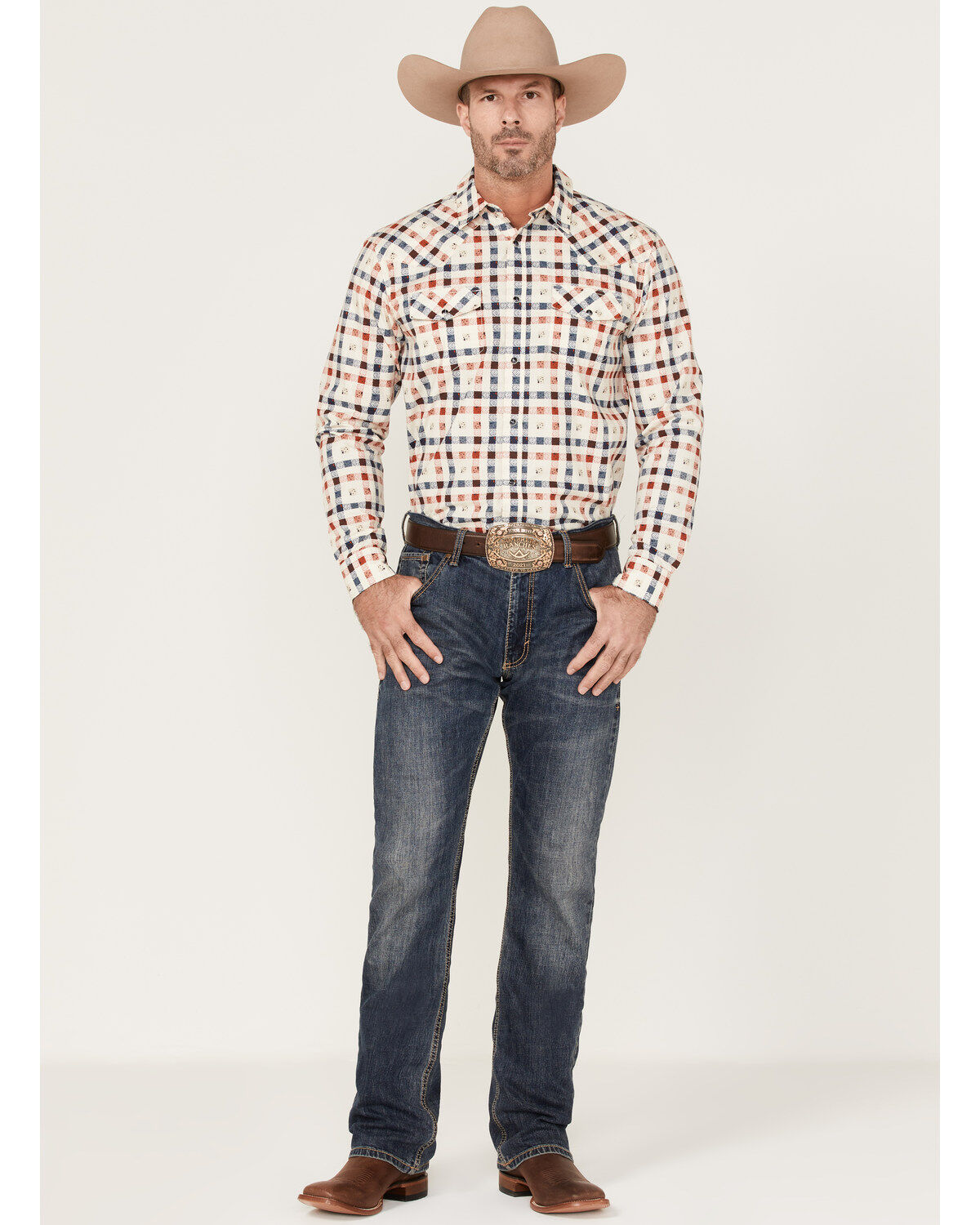 Gibson Men's Picnik Check Plaid Long Sleeve Snap Western Shirt