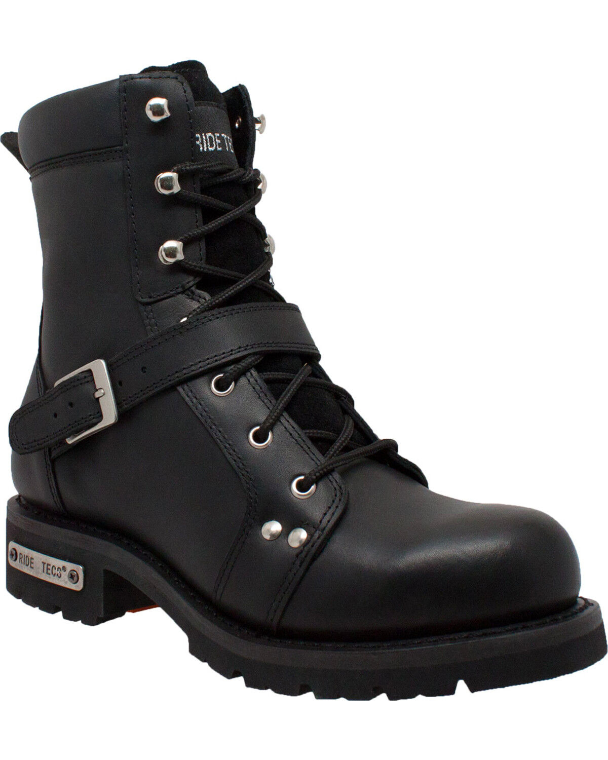 Ad Tec Men's 8" Lace Zipper Biker Boots - Soft Toe