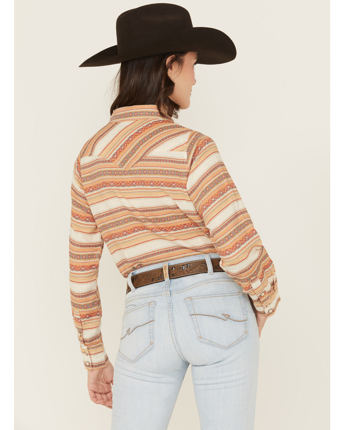 Panhandle Women's Striped Print Long Sleeve Snap Western Shirt