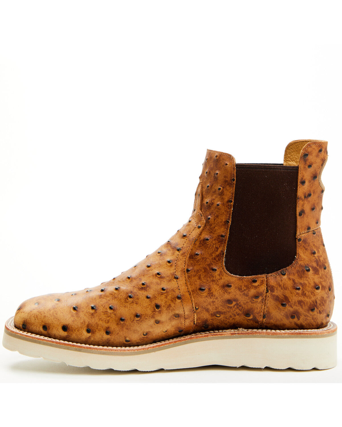 Horse Power Men's Saddle Ostrich Print Chelsea Boots - Square Toe