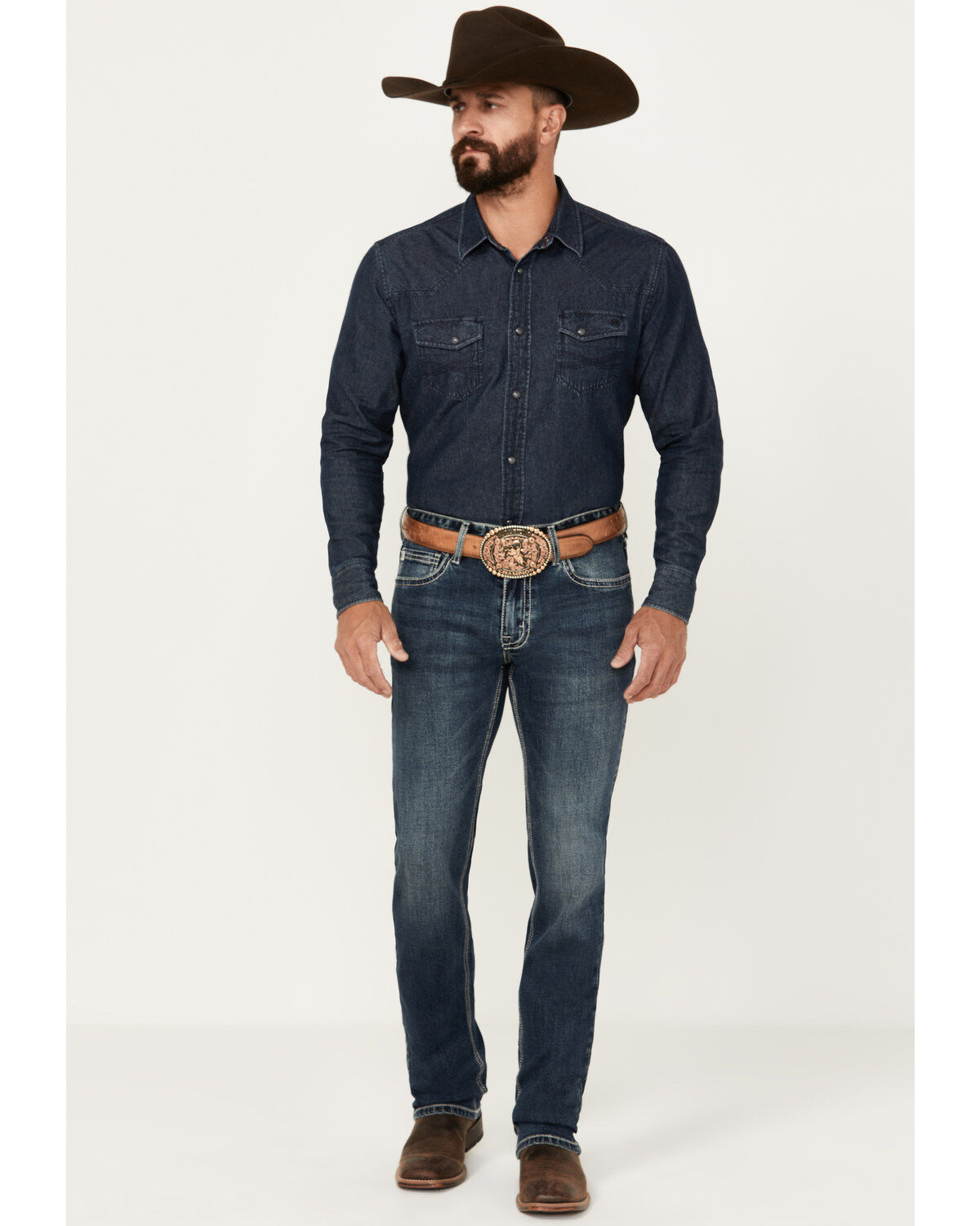Hooey by Rock & Roll Denim Men's Revolver Dark Vintage Wash Slim Straight Reflex Denim Jeans