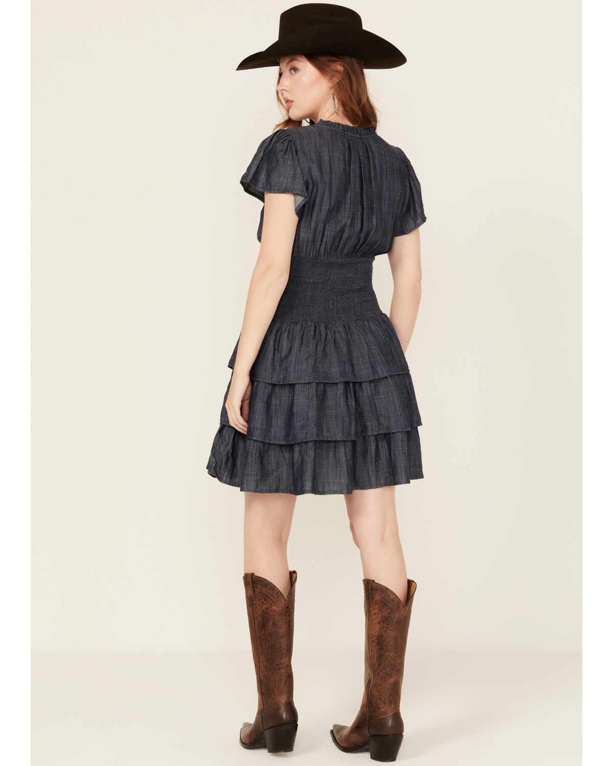 Ariat Women's Stellar Tiered Short Sleeve Mini Denim Dress