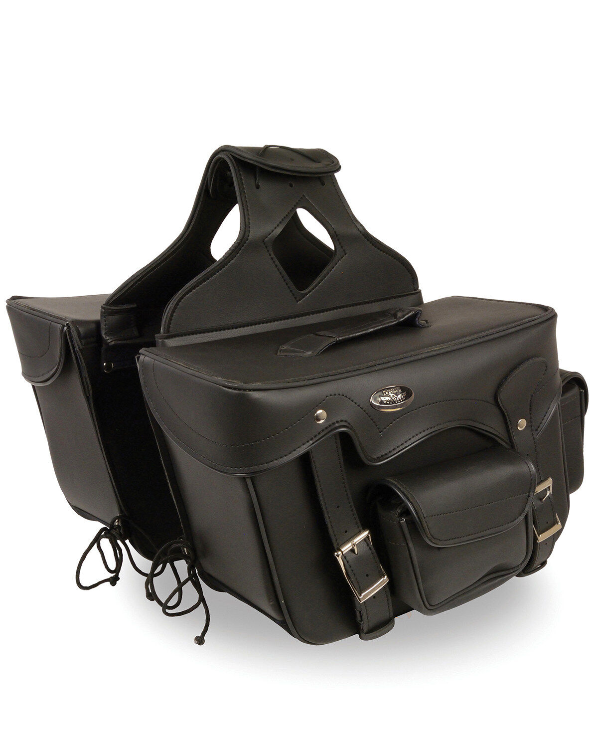 Milwaukee Leather Double Front Pocket Reflective Throw Over Saddle Bag