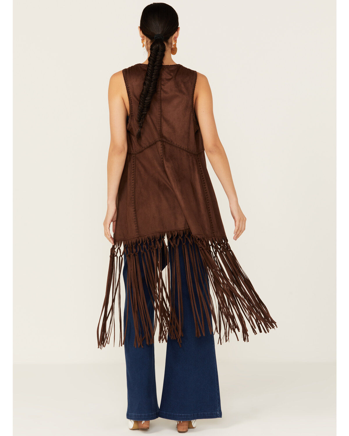 Shyanne Women's Faux Suede Long Fringe Vest