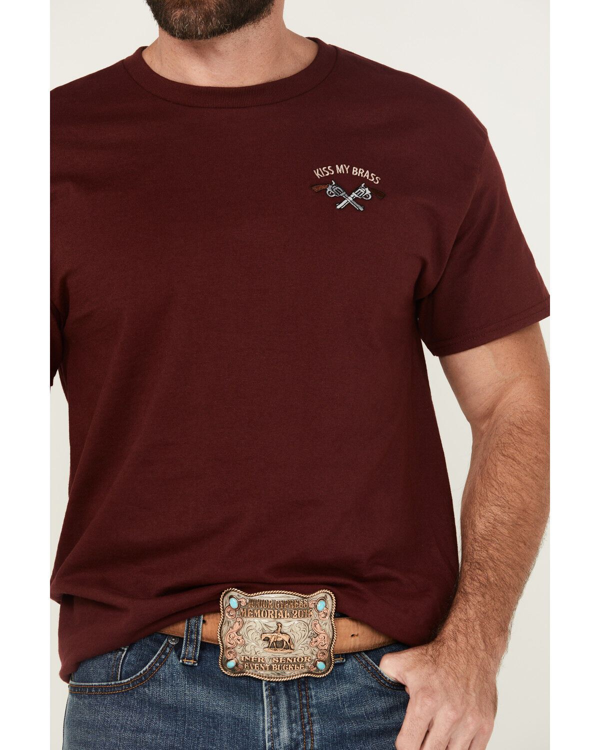 Riot Society Men's Boot Barn Exclusive Kiss My Brass Embroidery Short Sleeve T-Shirt