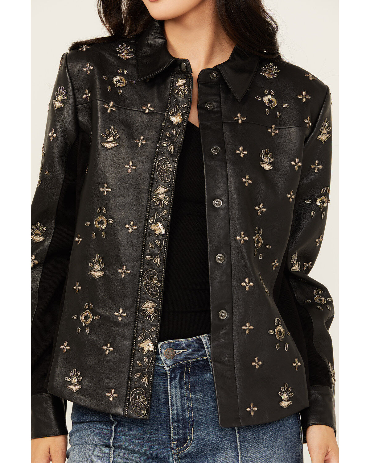 Idyllwind Women's Siers Embellished Leather Snap Shirt