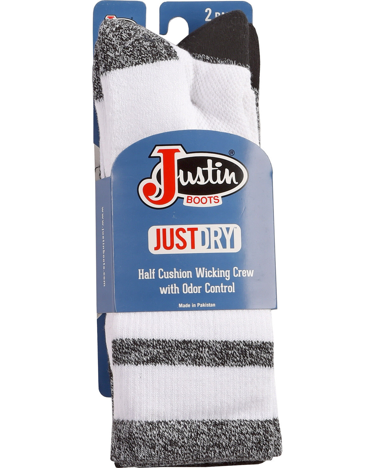 Justin Men's JUSTDRY Half Cushion 2-Pair Socks