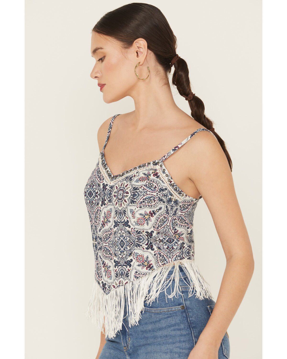 Idyllwind Women's Clemons Printed Studded Fringe Tank