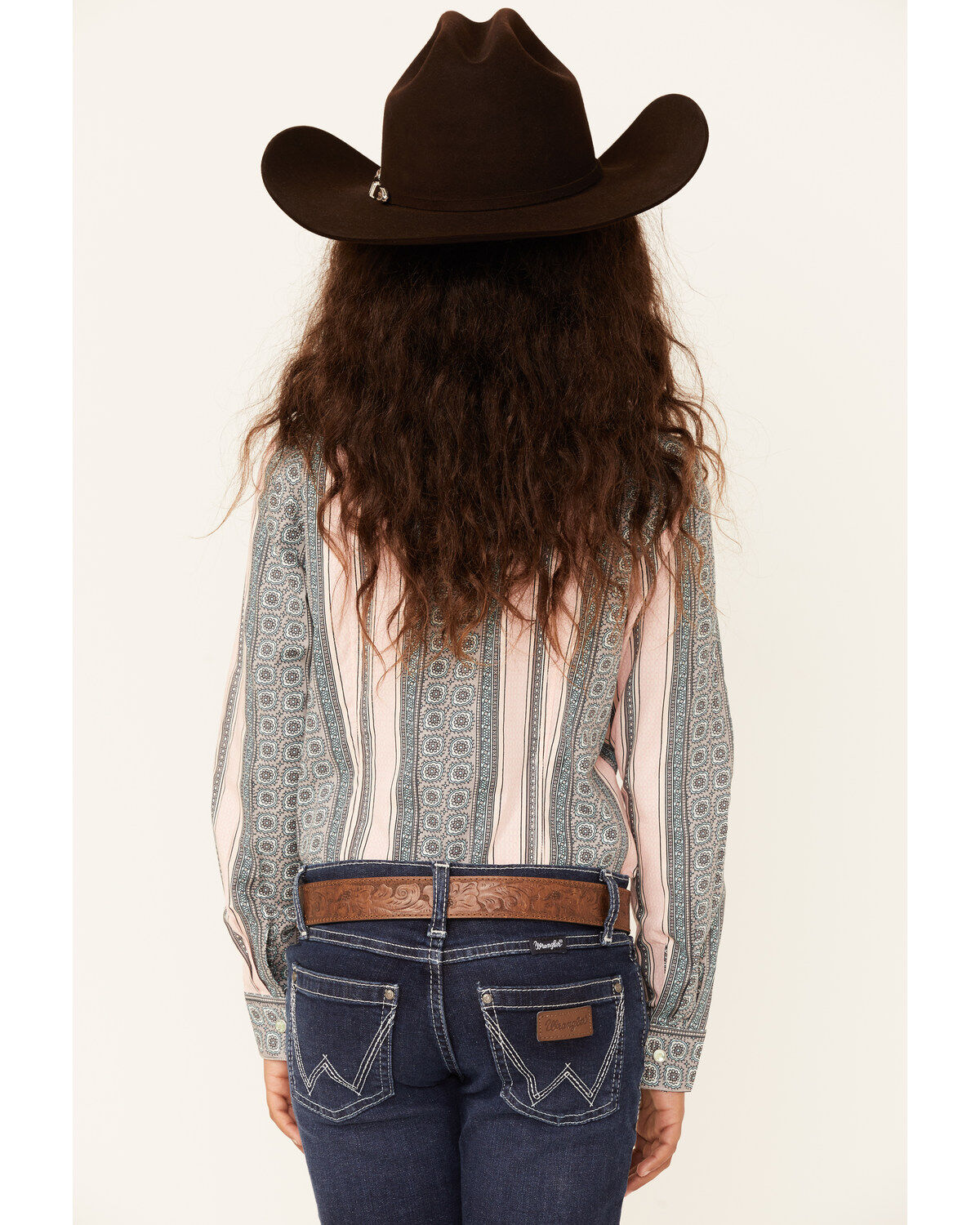 Cruel Girl Girls' Medallion Stripe Long Sleeve Snap Western Shirt