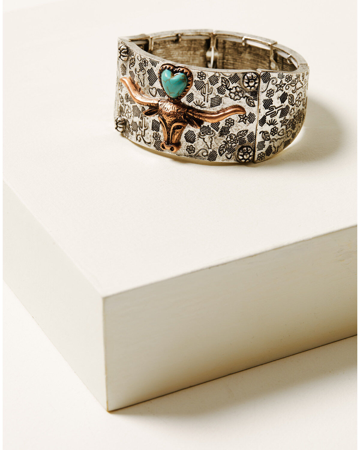 Shyanne Women's Cactus Rose Longhorn Love Cuff Bracelet