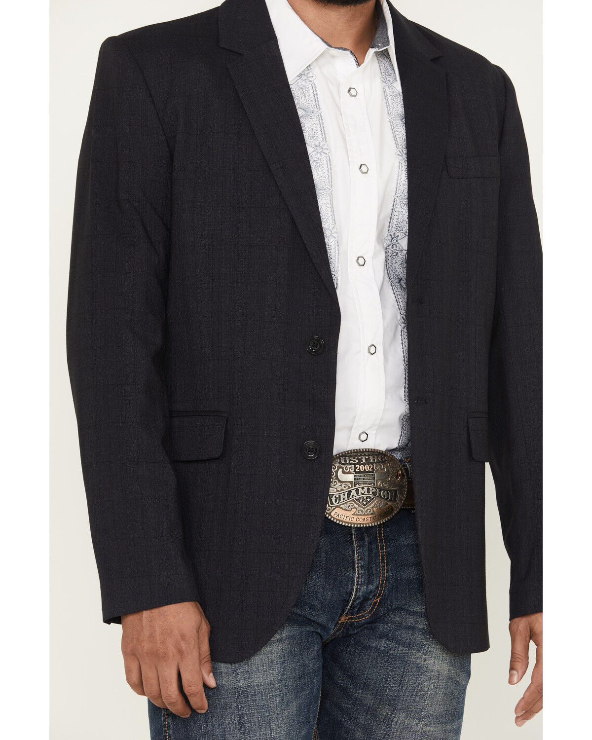 Panhandle Men's Tonal Plaid Print Slim Sportcoat