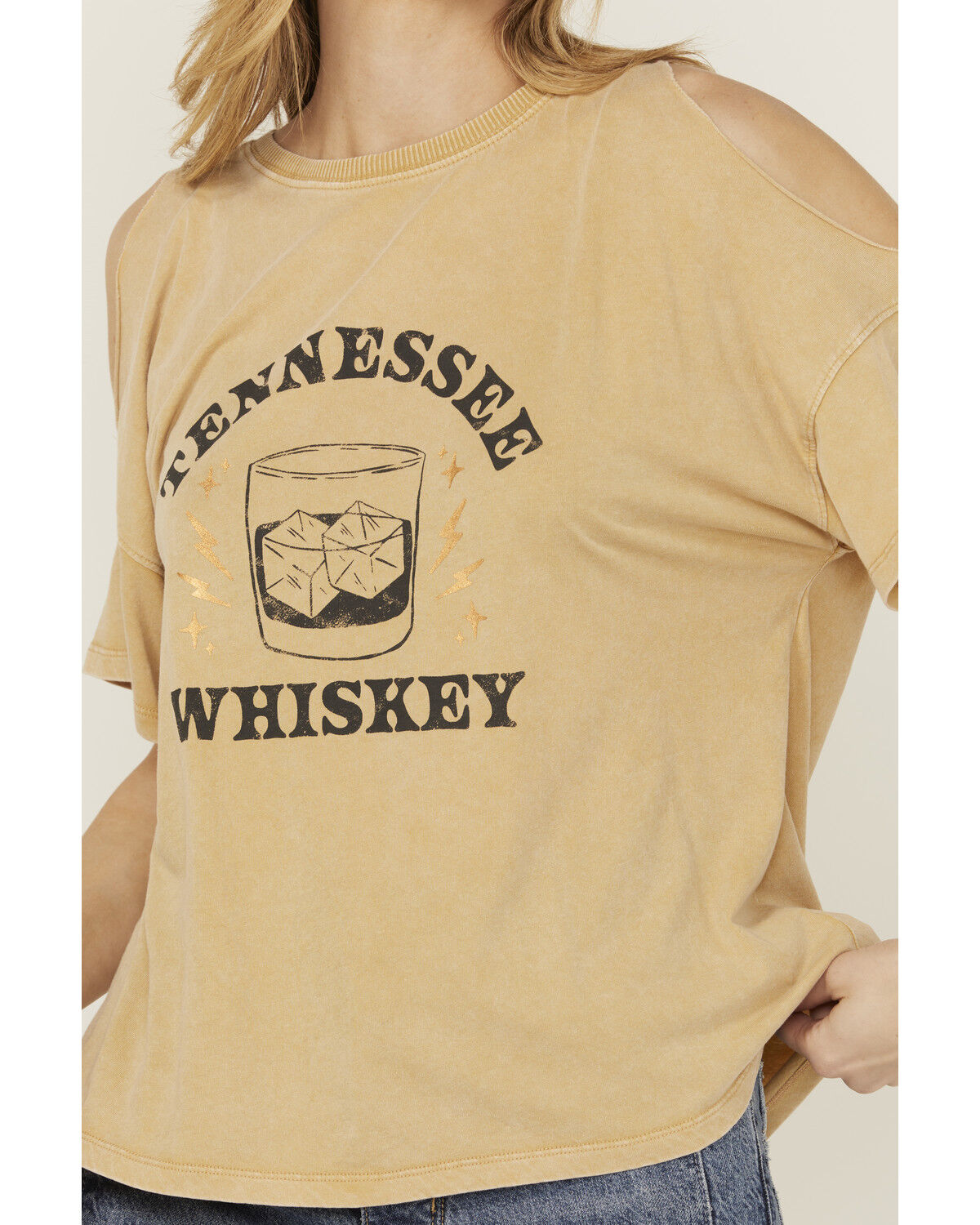 White Crow Women's Tennessee Whiskey Cold Shoulder Short Sleeve Graphic Tee