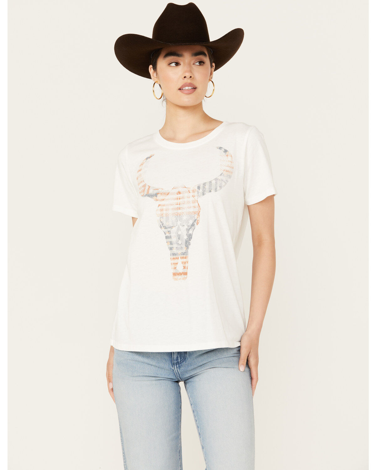 Blended Women's American Flag Steer Head Graphic Tee