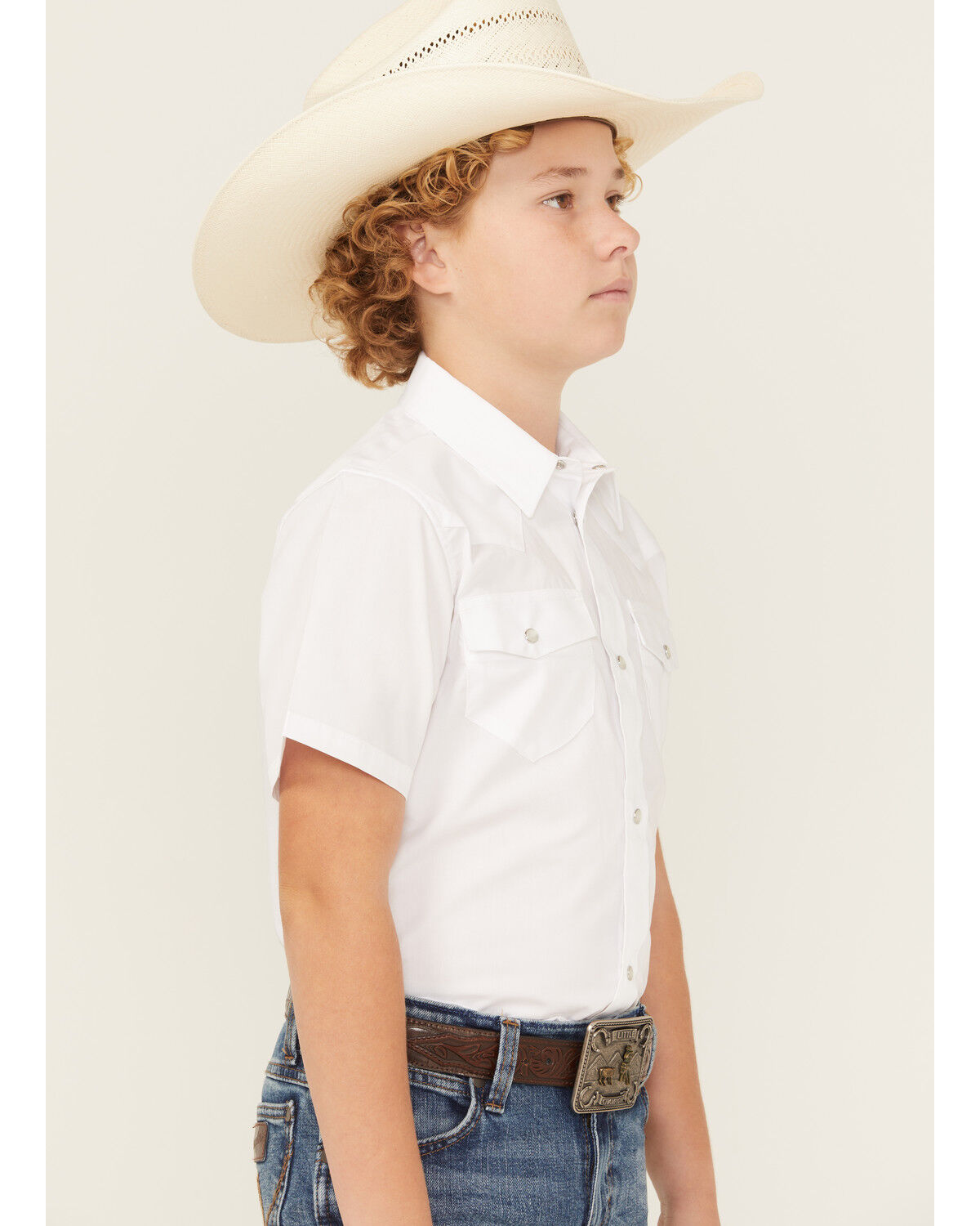 Gibson Trading Co Boys' Solid Short Sleeve Pearl Snap Western Shirt