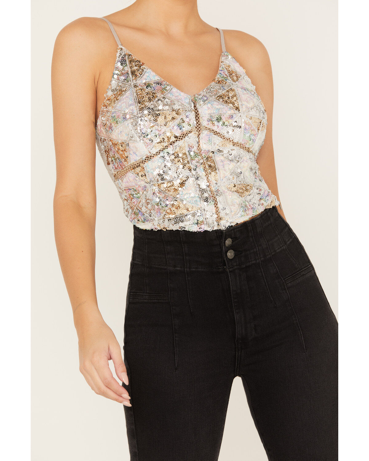 Miss Me Women's Sequin Cropped Tank Top