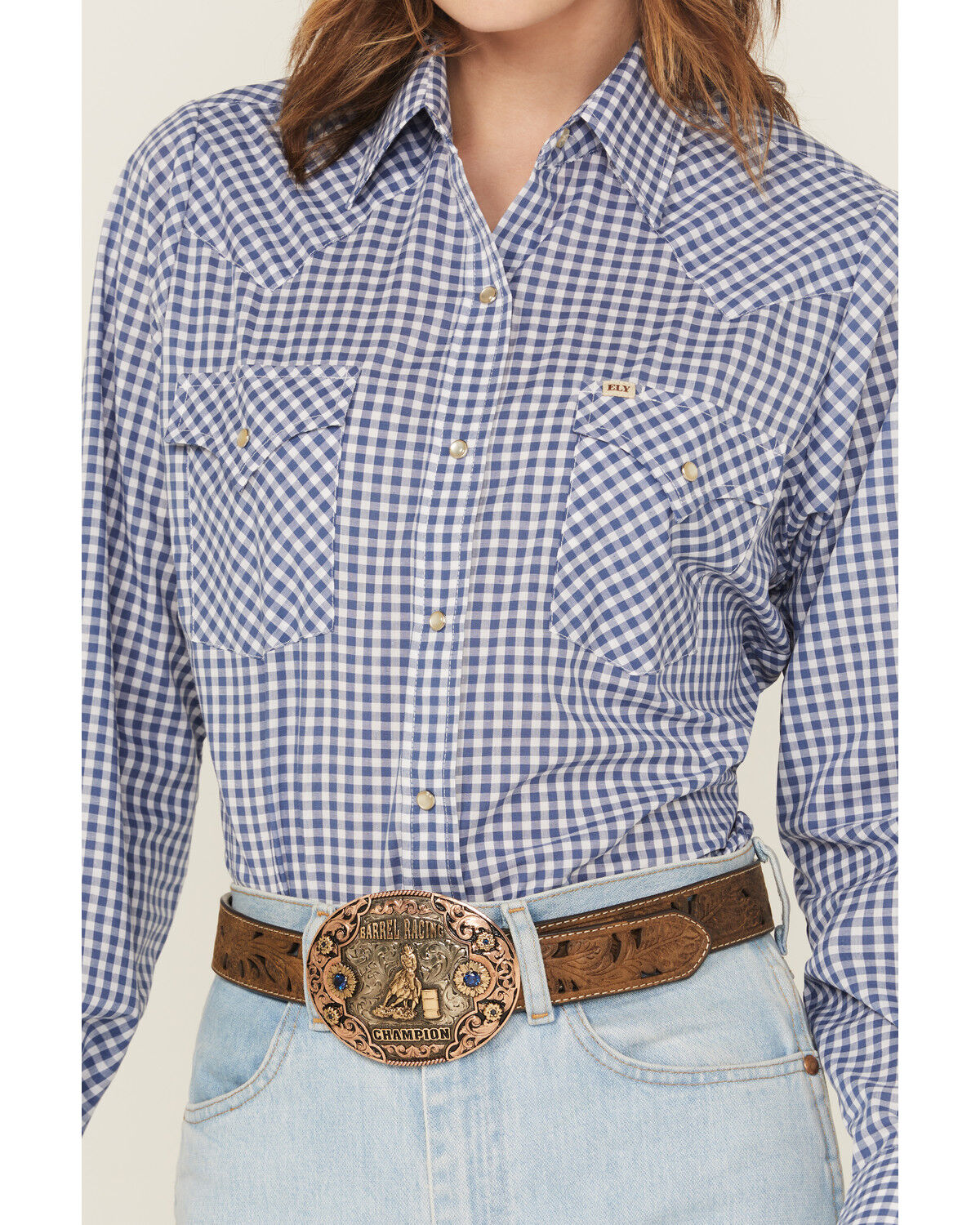 Cowboygirl by Jenna Paulette Women's Gingham Print Long Sleeve Pearl Snap Western Shirt