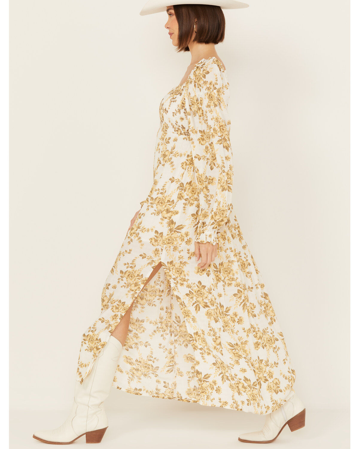 Free People Women's Jaymes Floral Print Long Sleeve Midi Dress