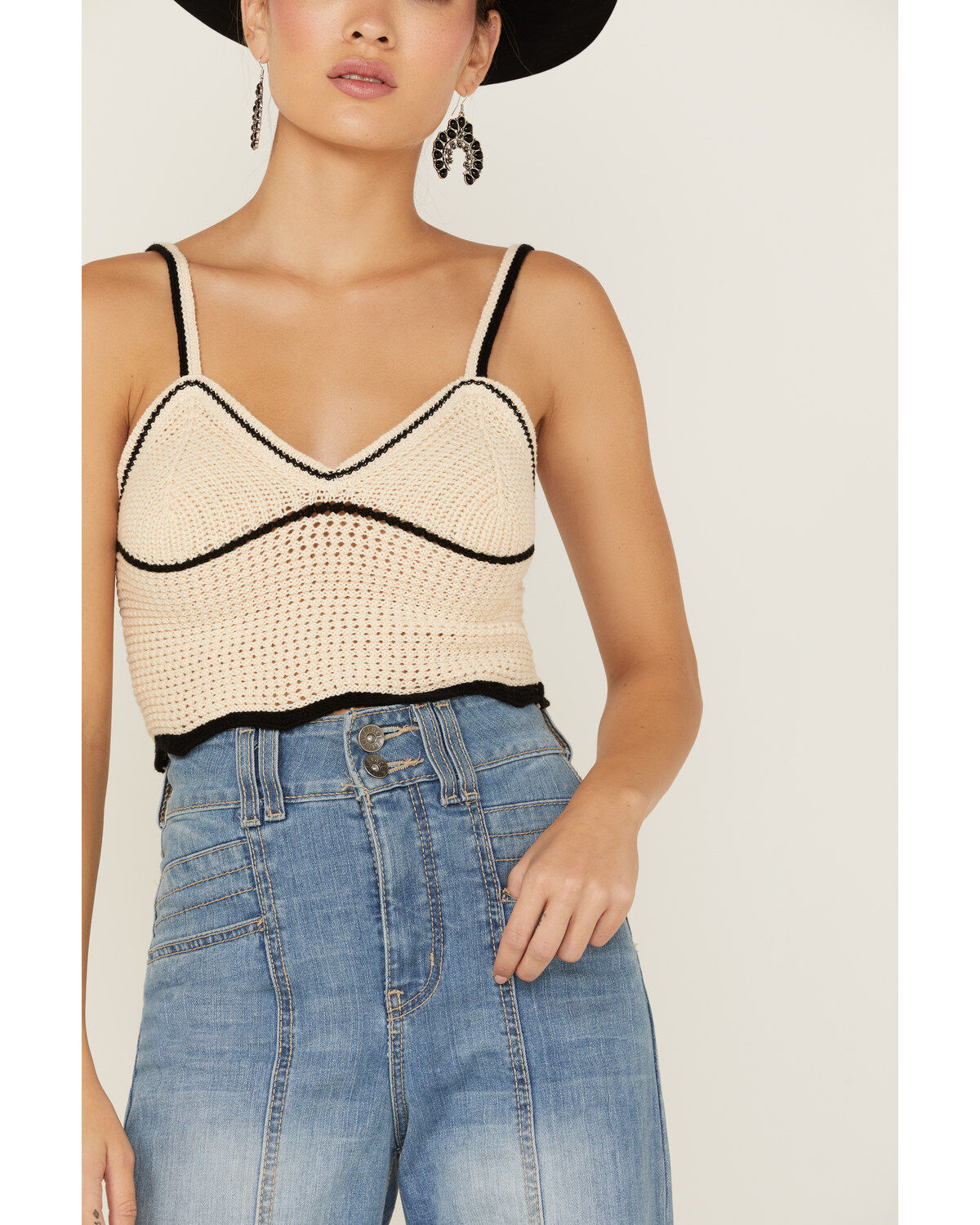 Flying Tomato Women's Contrast Knit Sweater Cami