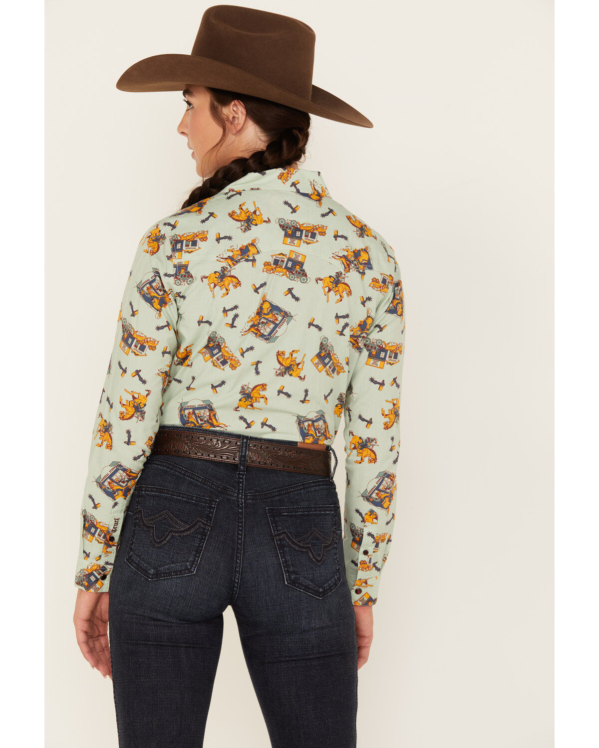 Cruel Girl Women's Western Toss Print Long Sleeve Snap Shirt