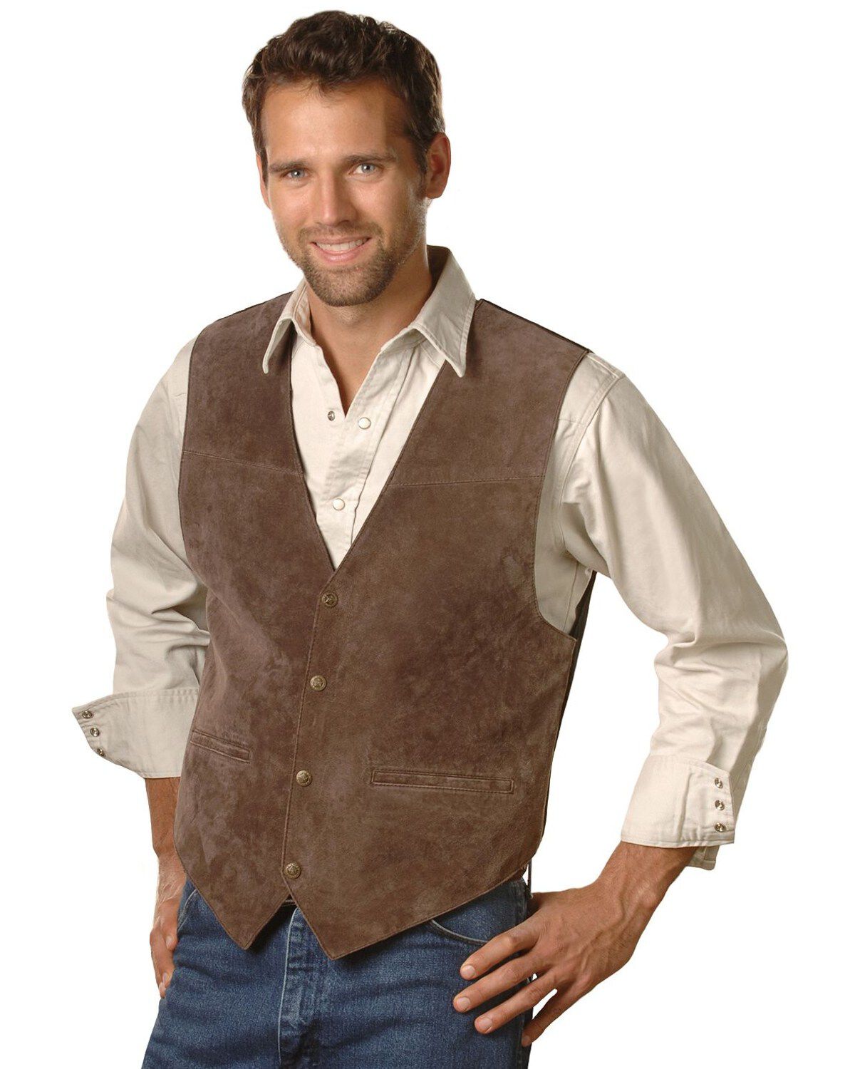Scully Men's Boar Suede Snap Front Vest