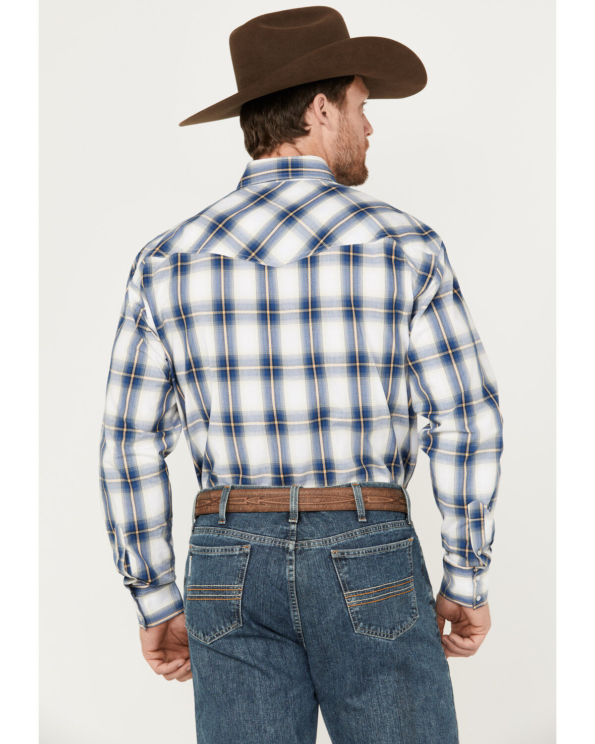 Roper Men's Amarillo Plaid Print Long Sleeve Western Pearl Snap Shirt