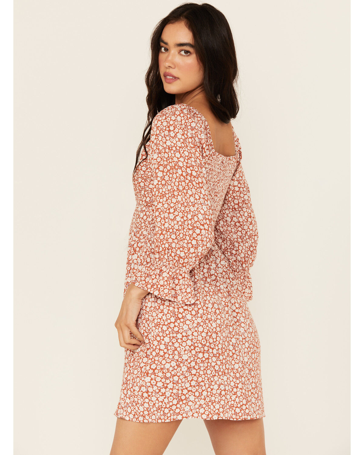 Angie Women's Floral Print Knot Front Mini Dress