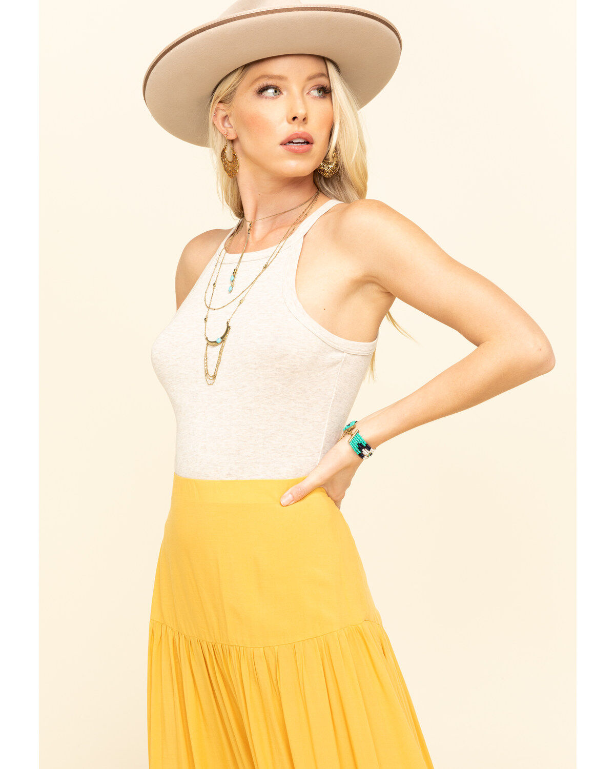 Shyanne Women's Heather High Neck Tank Top