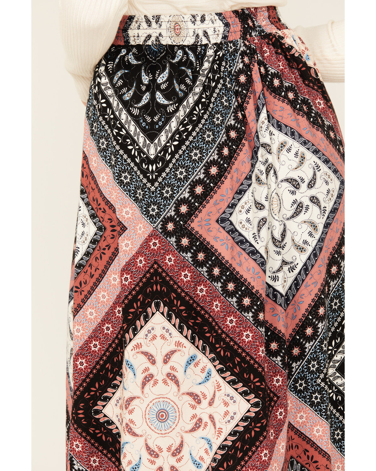 Shyanne Women's Patchwork Printed Hi Lo Slit Skirt