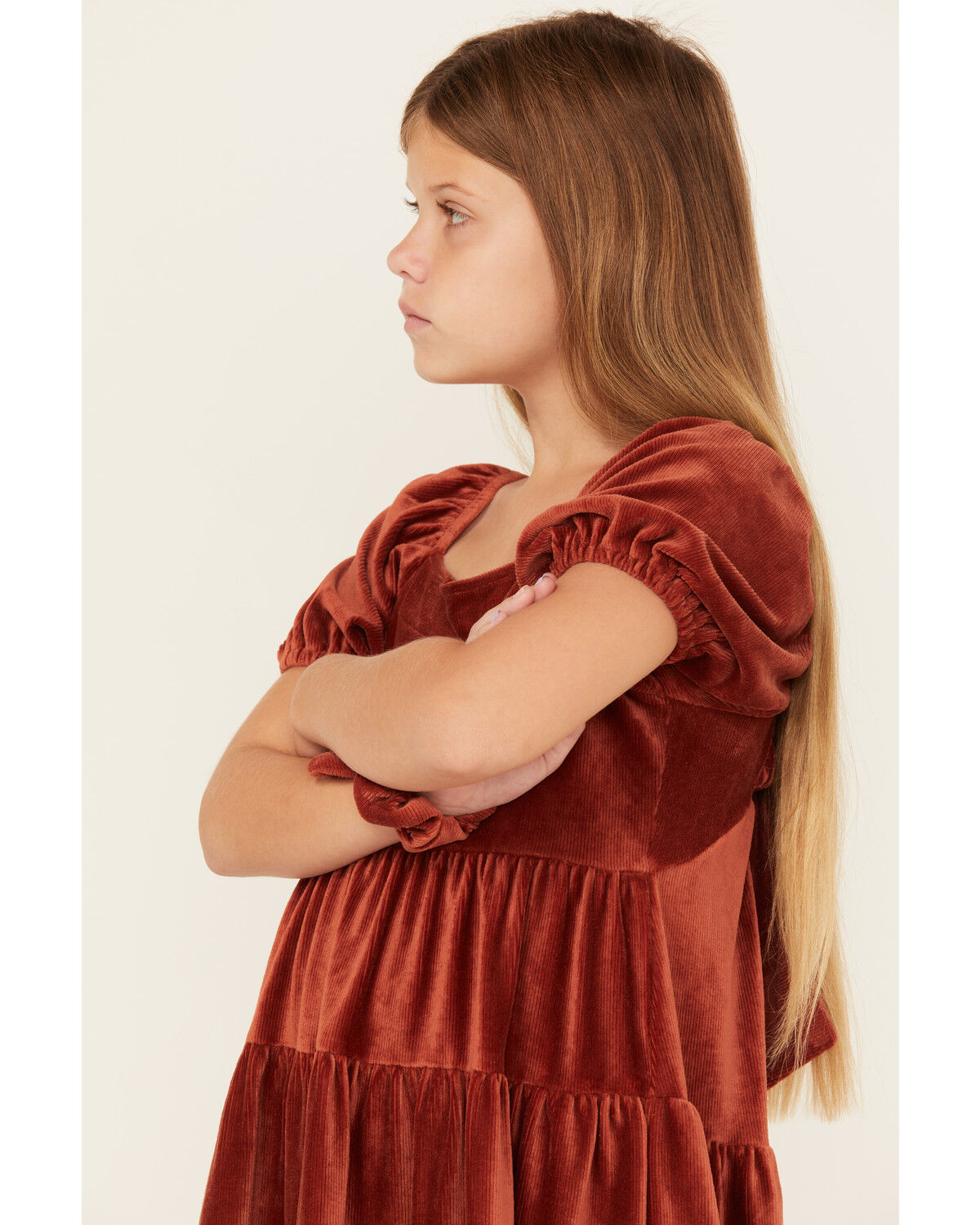 Shyanne Girls' Corduroy Puff Sleeve Dress