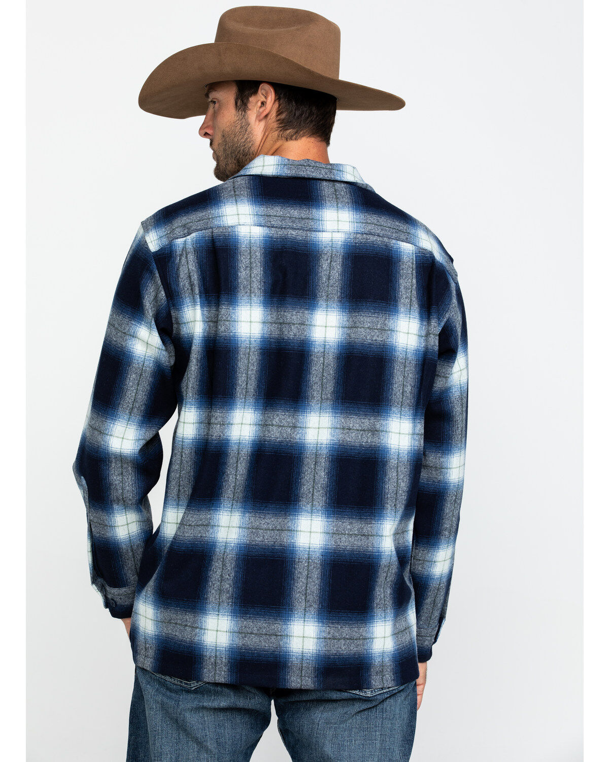 Pendleton Men's Navy Board Oxford Plaid Long Sleeve Western Shirt