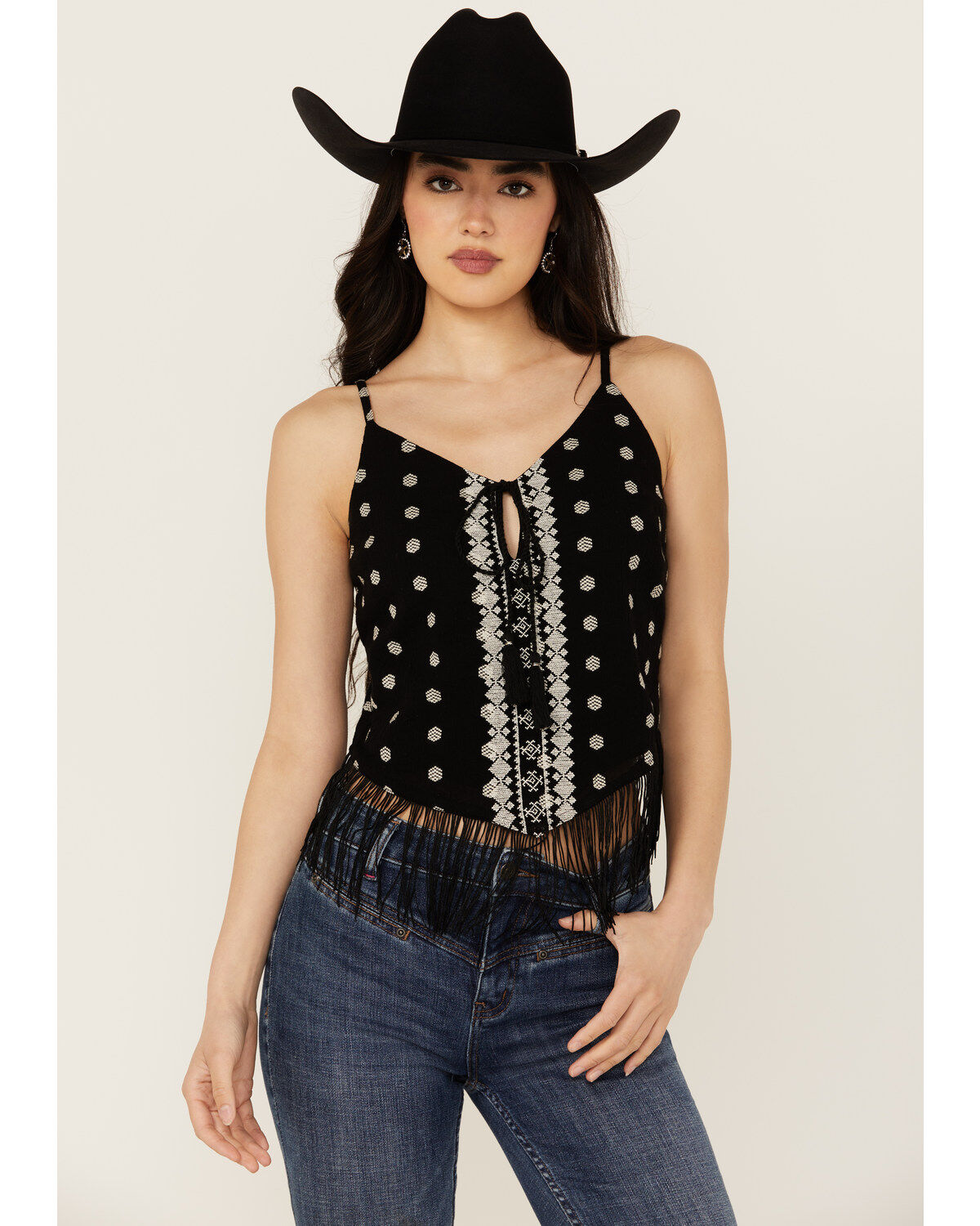Idyllwind Women's Sunnett Embroidered Fringe Hanky Hem Tank