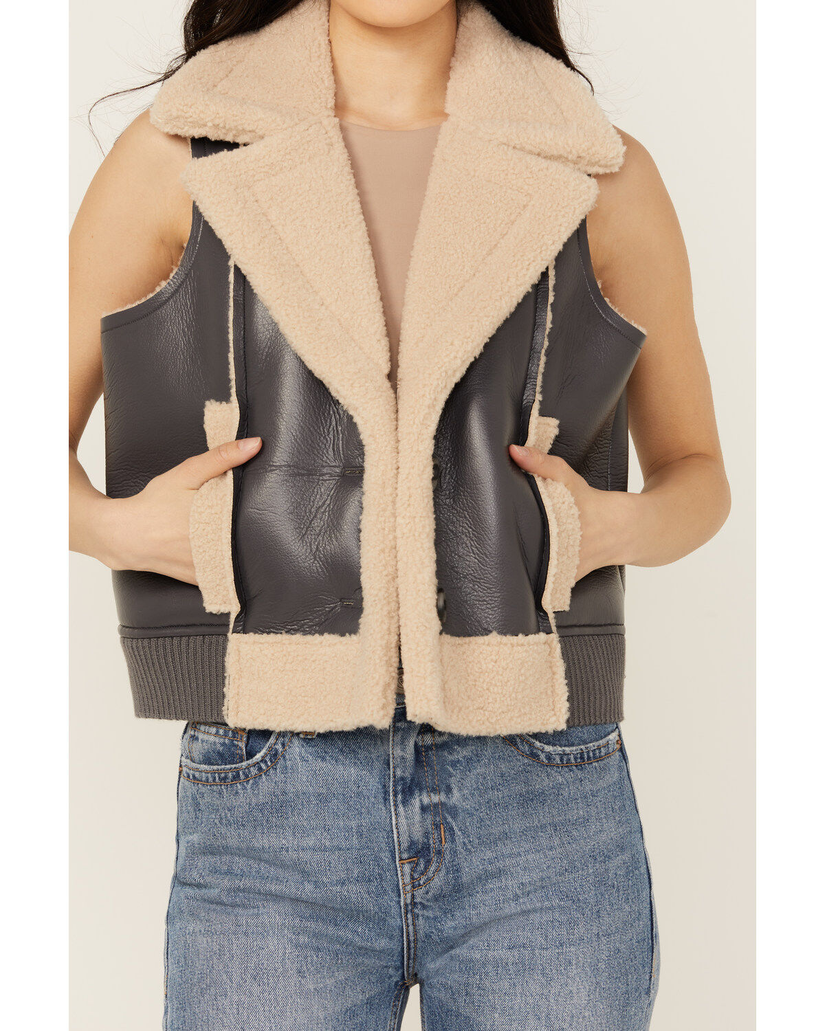 Cleo + Wolf Women's Charles Sherpa Bonded Faux Leather Vest
