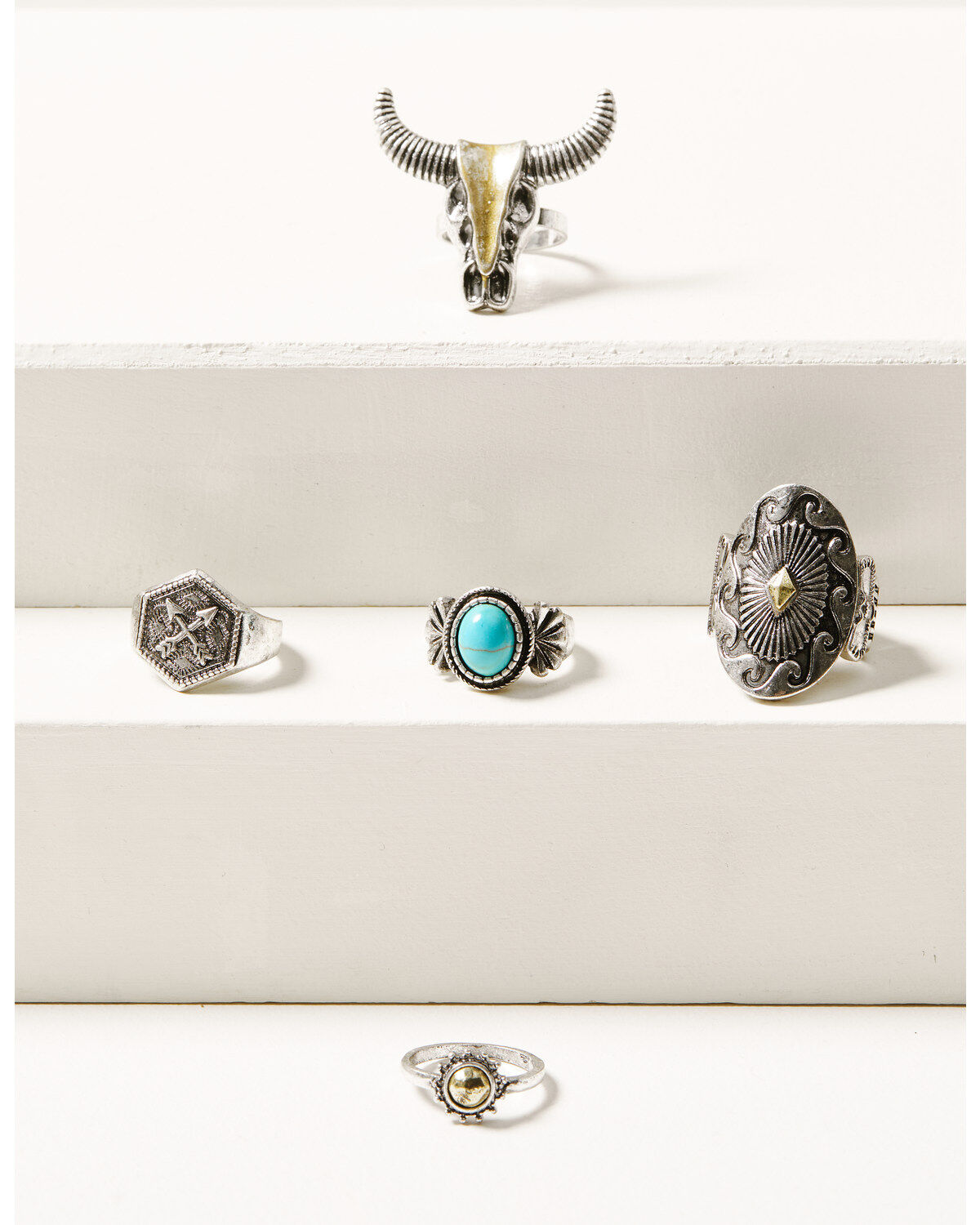 Shyanne Women's Cactus Rose Longhorn 5-Piece Ring Set
