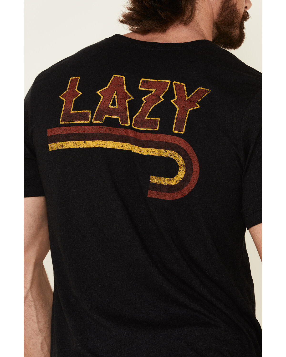 Lazy J Ranch Wear Men's Black Fire J Ranch Logo Graphic T-Shirt
