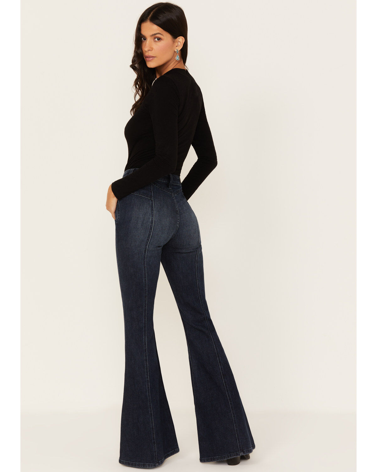 Shyanne Women's Dark Wash High Rise Eden Stretch Flare Jeans