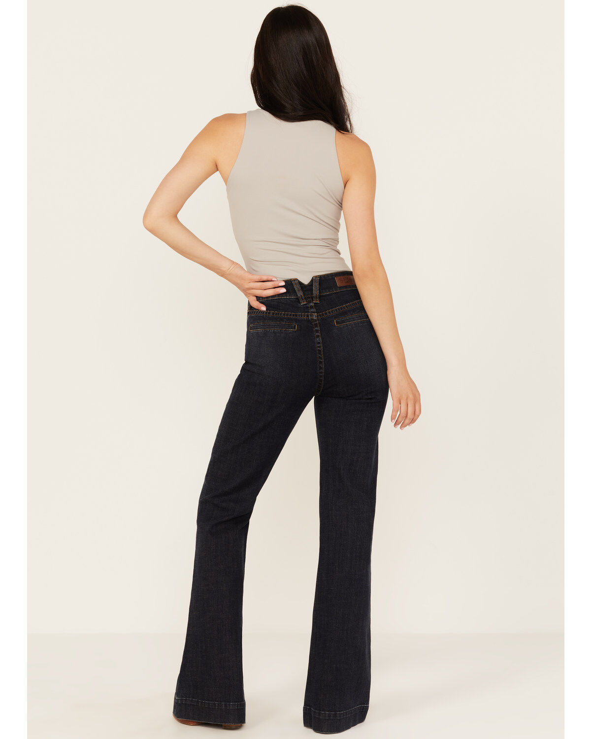 Rock & Roll Denim Women's Dark Wash High Rise Raw Denim Trouser Jeans