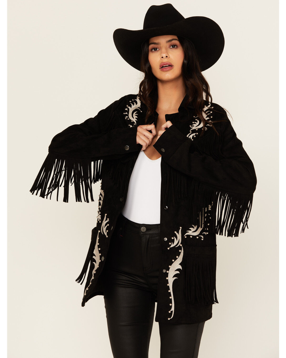 Rock & Roll Denim Women's Faux Suede Fringe Blazer