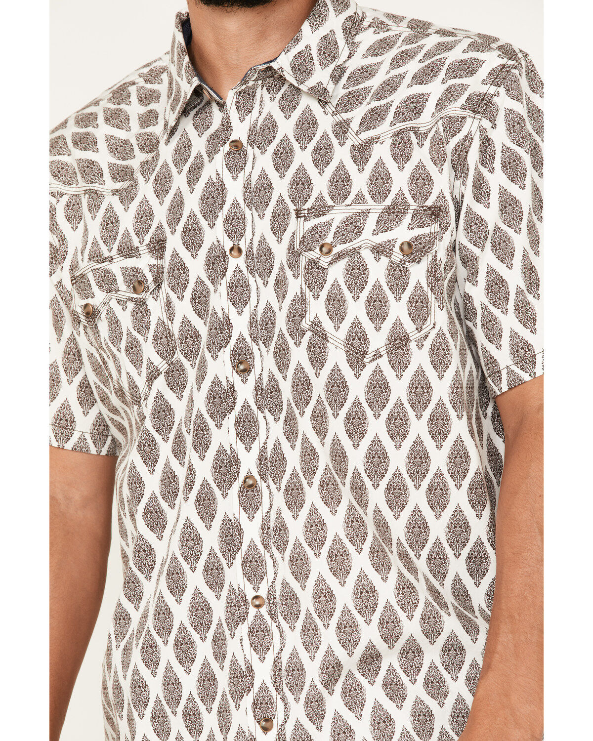 Moonshine Spirit Men's Bar Stool Floral Geo Print Snap Western Shirt