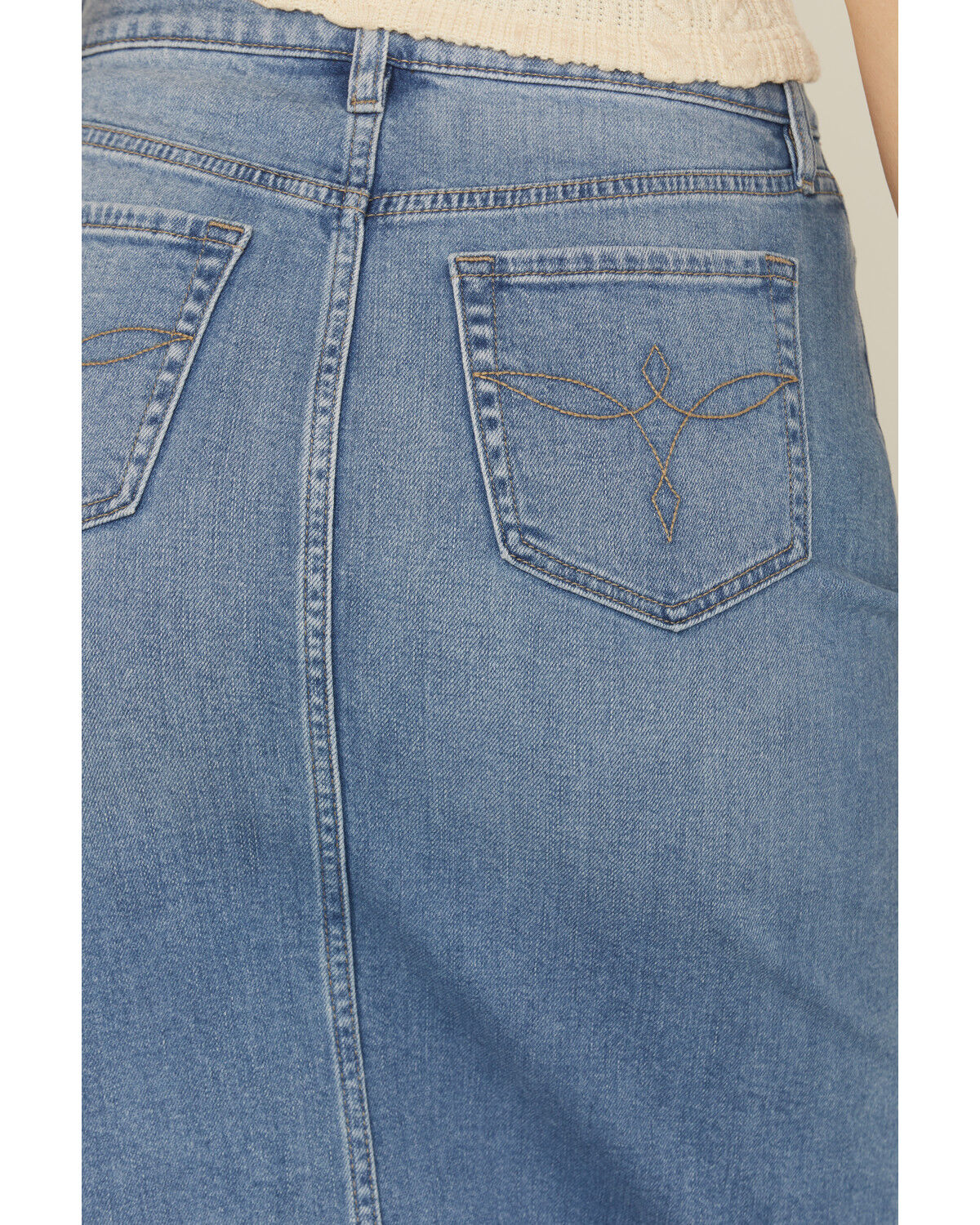 Shyanne Women's Ontario Light Wash Midi Stretch Denim Skirt