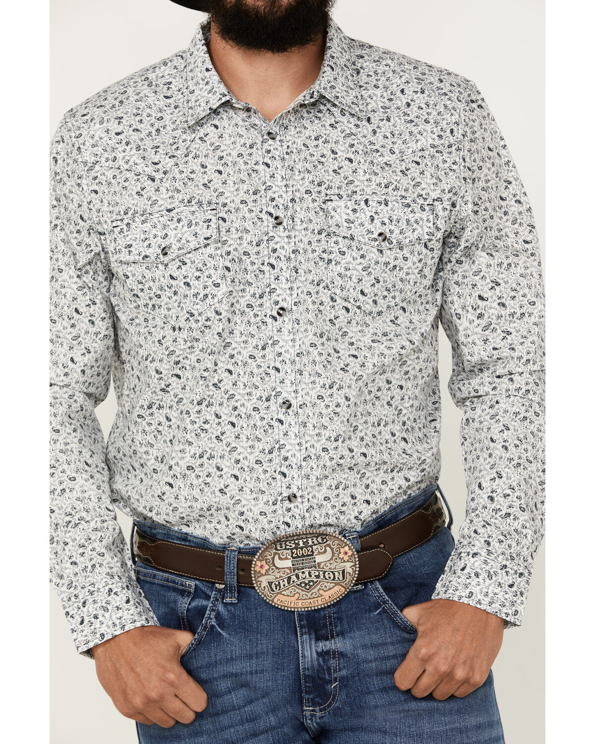 Gibson Trading Co Men's Static Paisley Floral Print Long Sleeve Pearl Snap Western Shirt