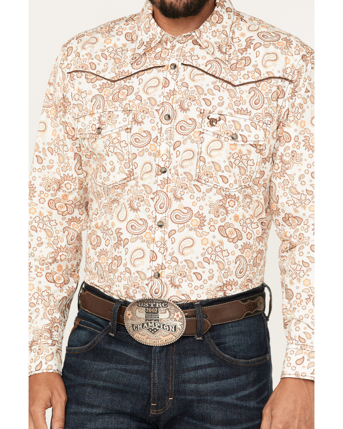 Cowboy Hardware Men's Paisley Print Long Sleeve Snap Western Shirt