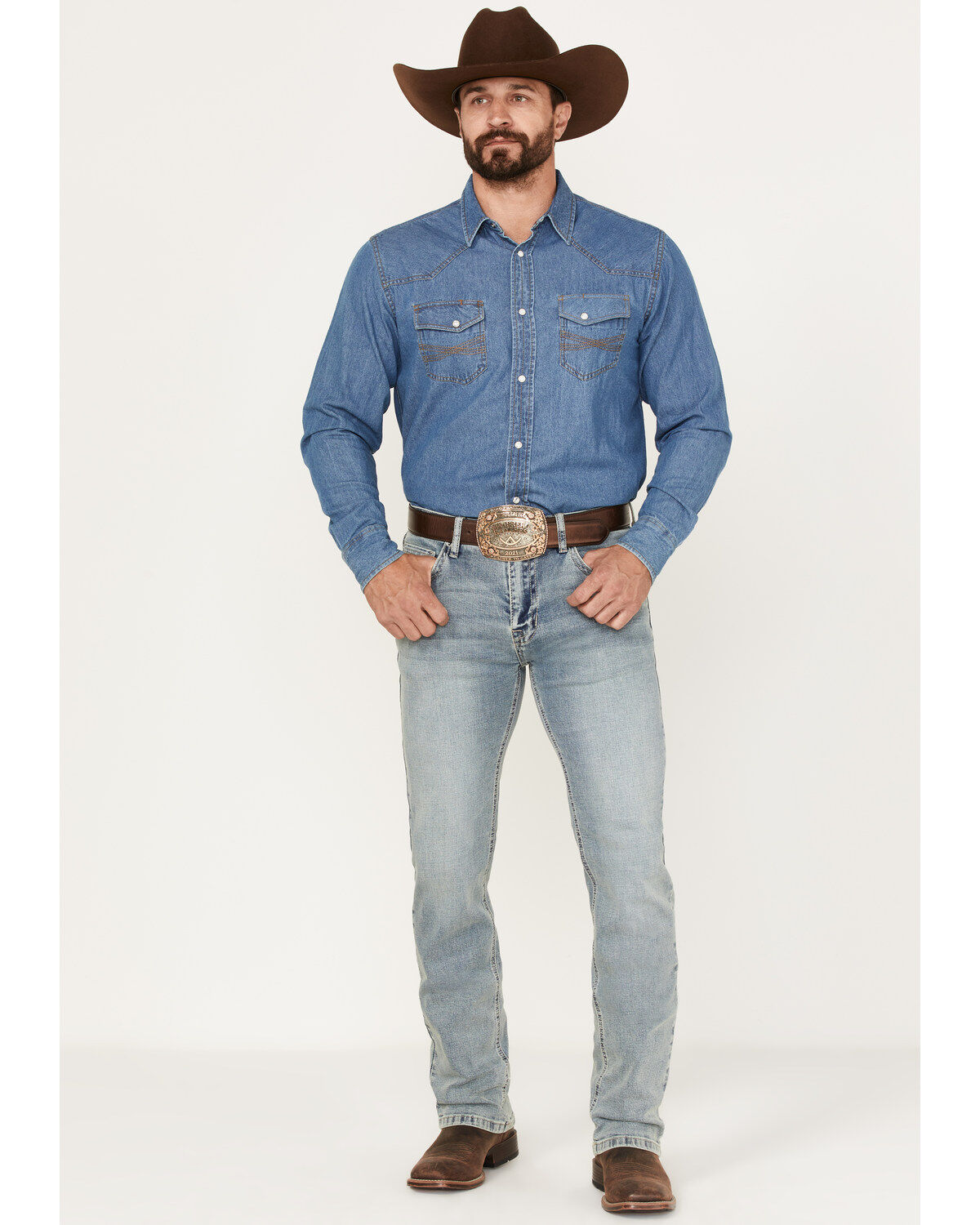 Hooey Men's Revolver Light Wash Slim Straight Reflex Jeans