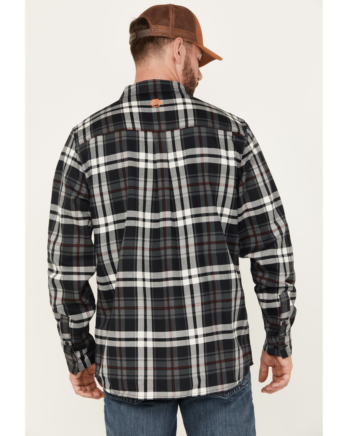 Hawx Men's FR Plaid Print Long Sleeve Button-Down Work Shirt
