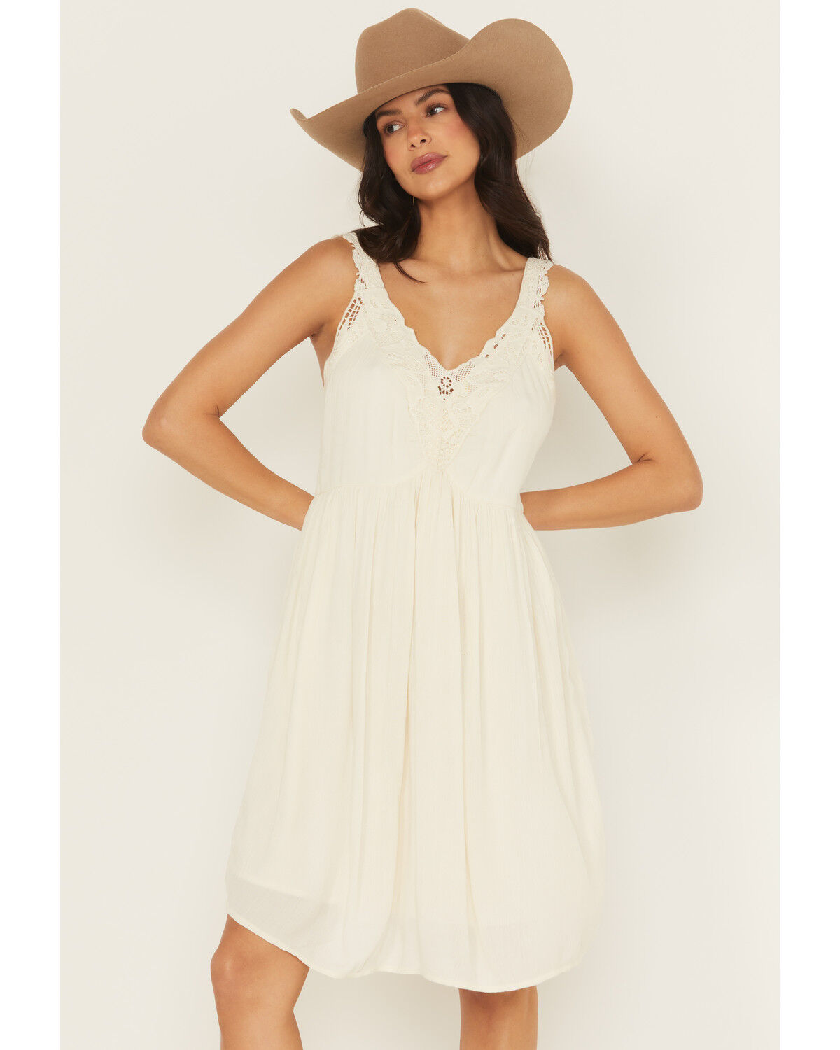 Shyanne Women's Crochet Trim Sleeveless Mini Dress