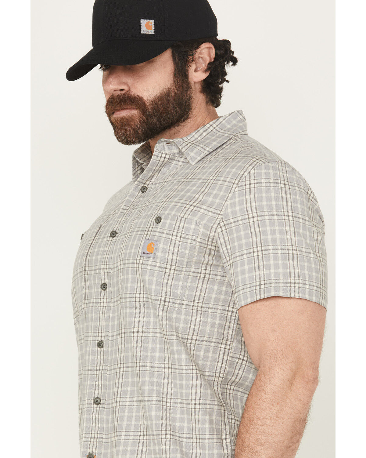 Carhartt Men's Rugged FleX&trade; Relaxed Fit Lightweight Short Sleeve Plaid Print Button-Down Stretch Work Shirt