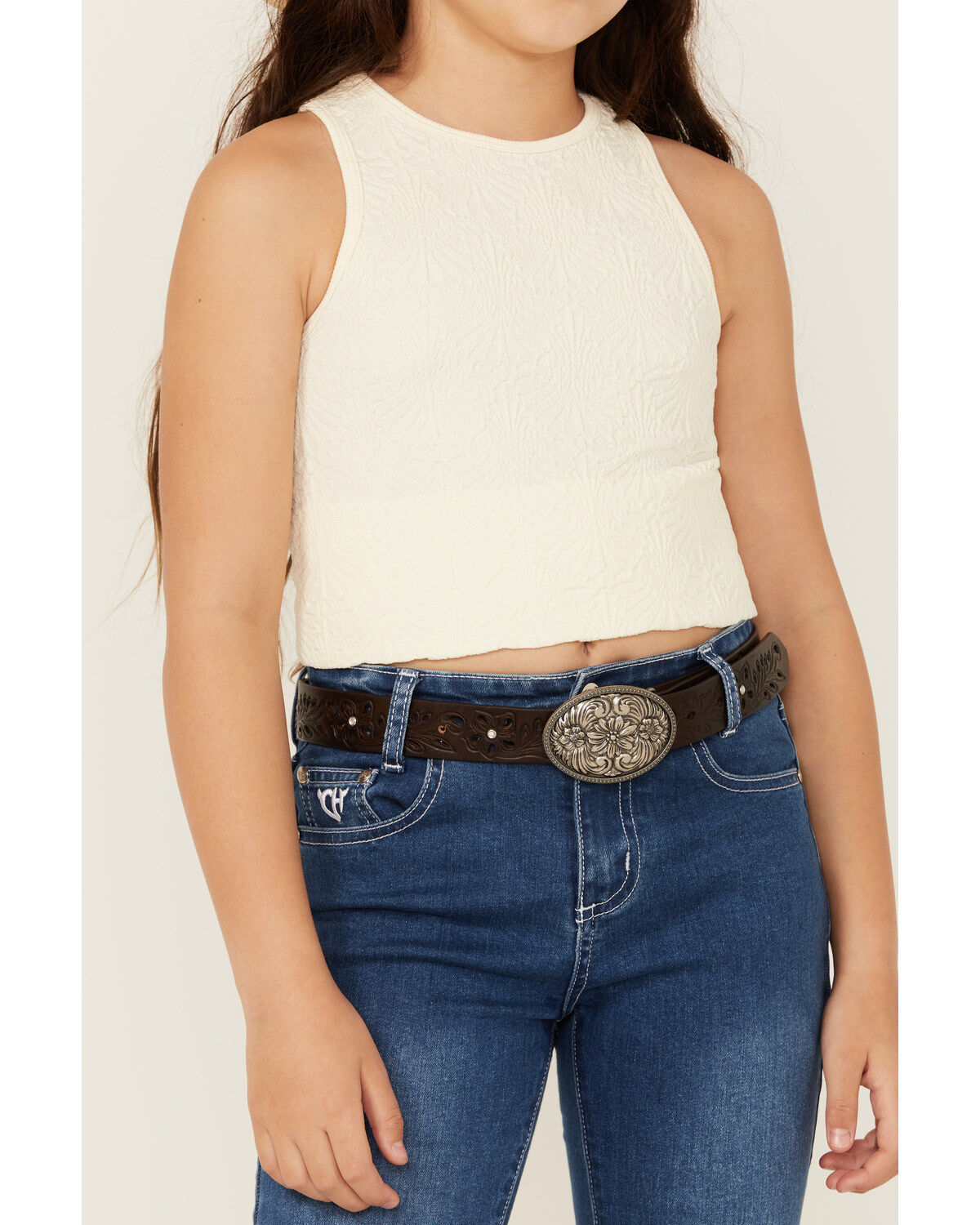 Fornia Girls' Floral High Neck Tank Top