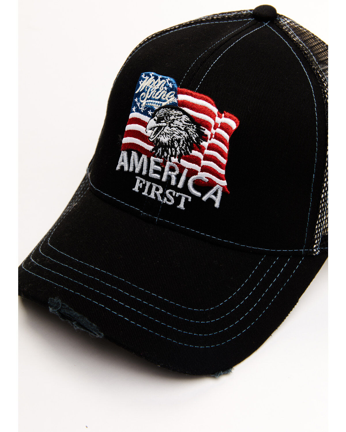 Moonshine Spirit Men's America First Flag Patch Mesh Ball Cap