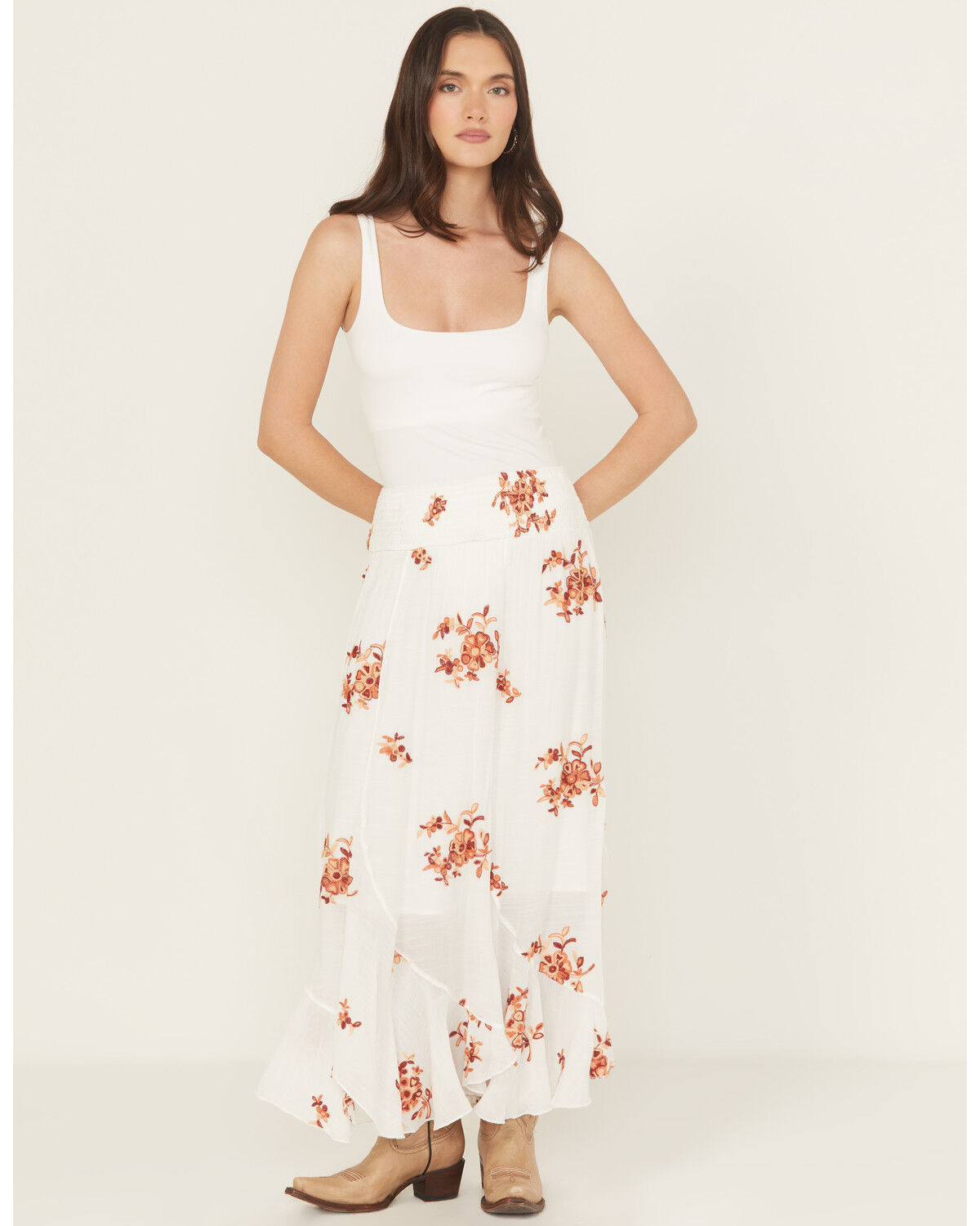 Wild Moss Women's Embroidered Midi Skirt